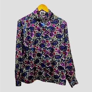 Leslie Fay Petite vintage floral button blouse, paisley, size 10